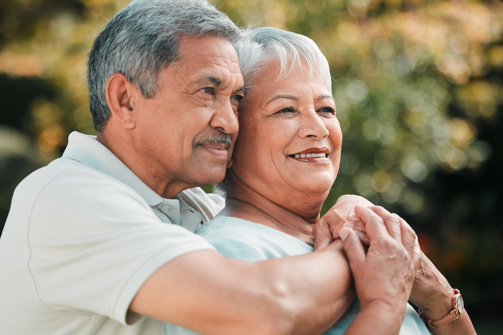 A happy senior couple excited to move into their new home at the Madison Heights senior apartments