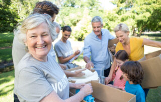 Senior woman volunteers in senior independent living.